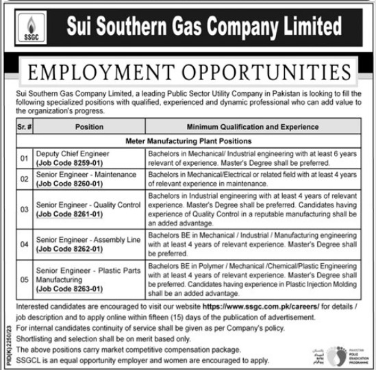 Sui Southern Gas Company (SSGC) Jobs 2024
