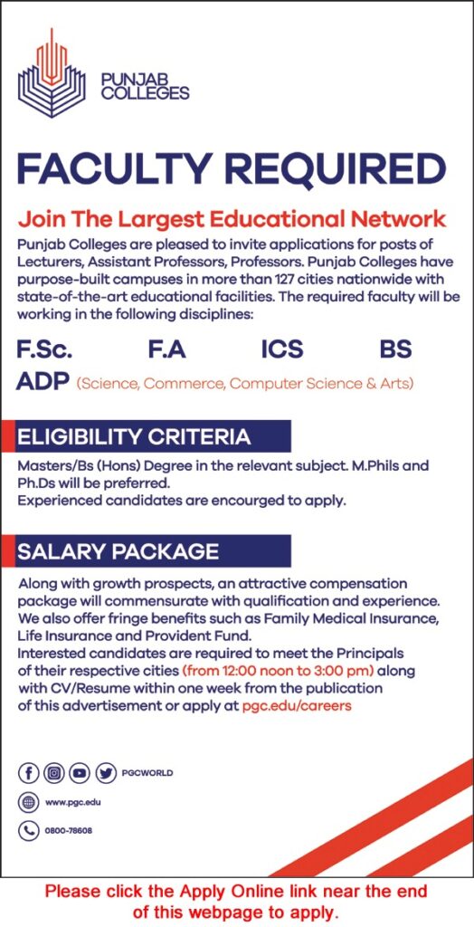 Punjab Group of Colleges PGC Jobs 2024